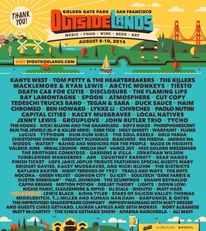 Outside Lands 2014 Lineup poster image