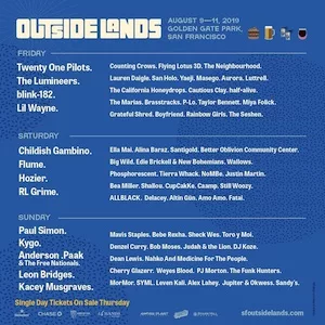 Outside Lands 2019 Lineup poster image