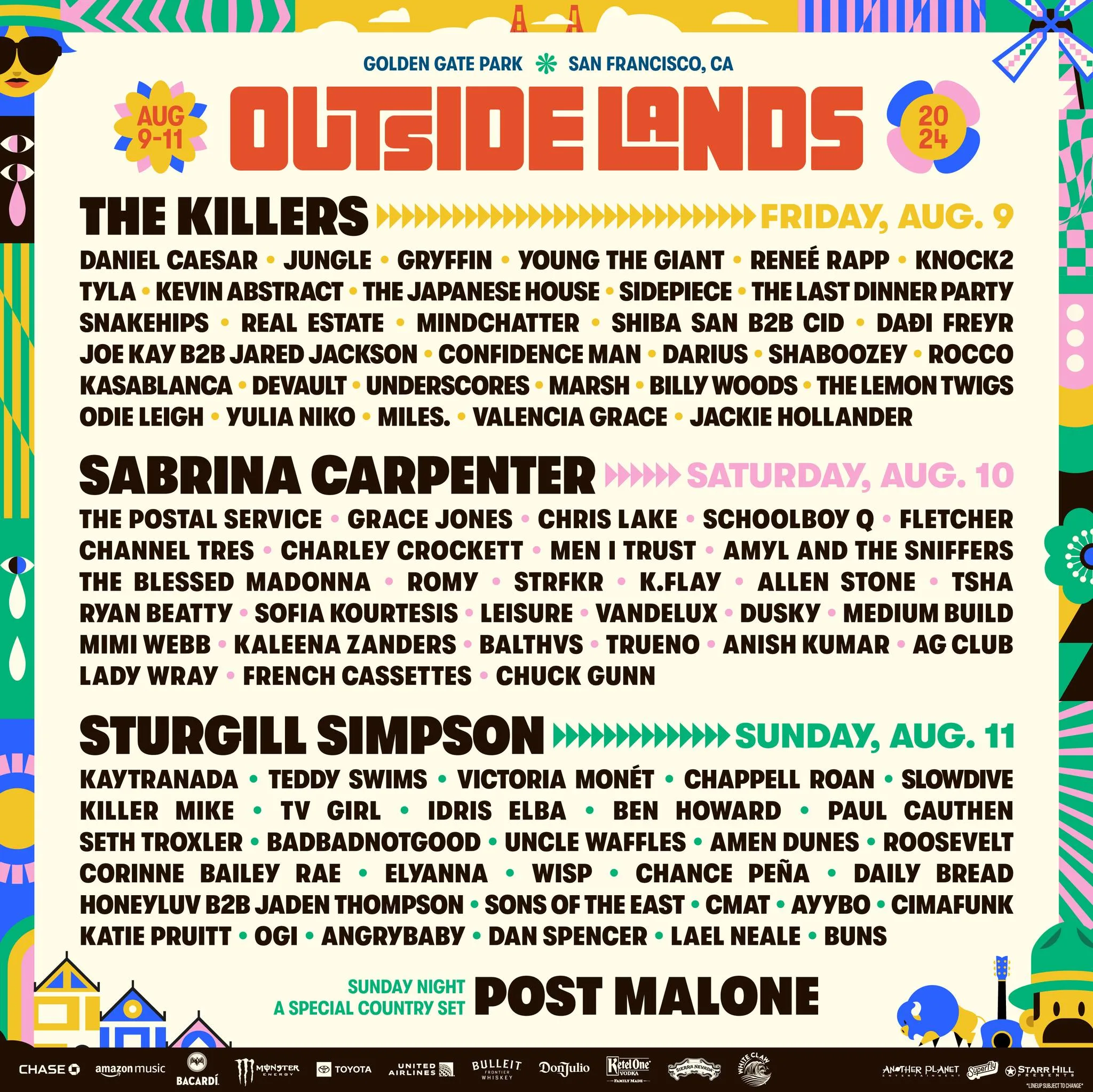 Outside Lands 2024 Lineup poster image