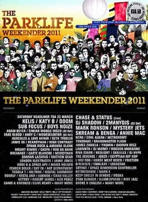 Parklife Festival 2011 Lineup poster image