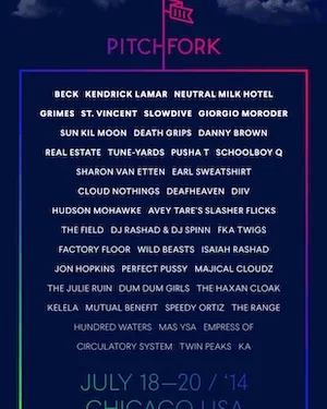 Pitchfork Music Festival 2014 Lineup poster image
