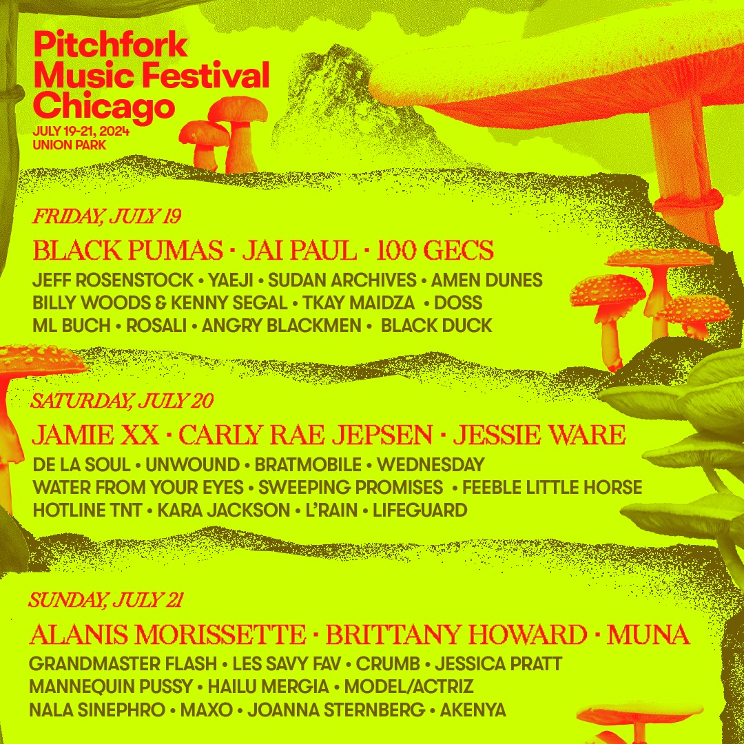 Pitchfork Music Festival 2024 lineup poster