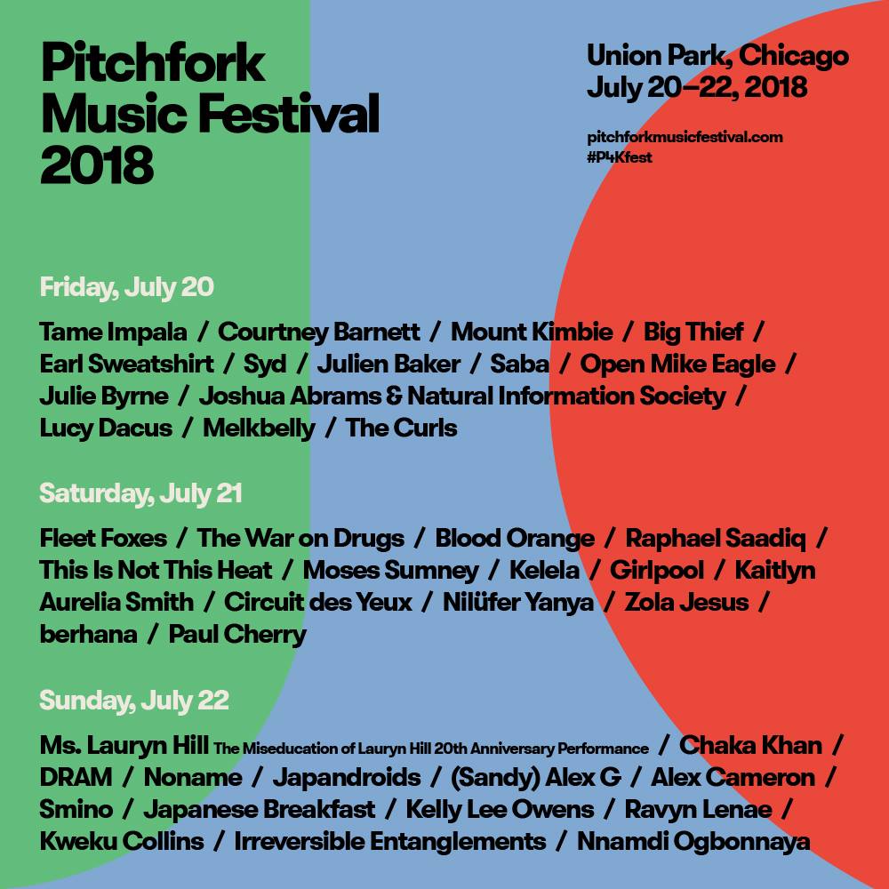 Pitchfork Music Festival 2025 lineup poster