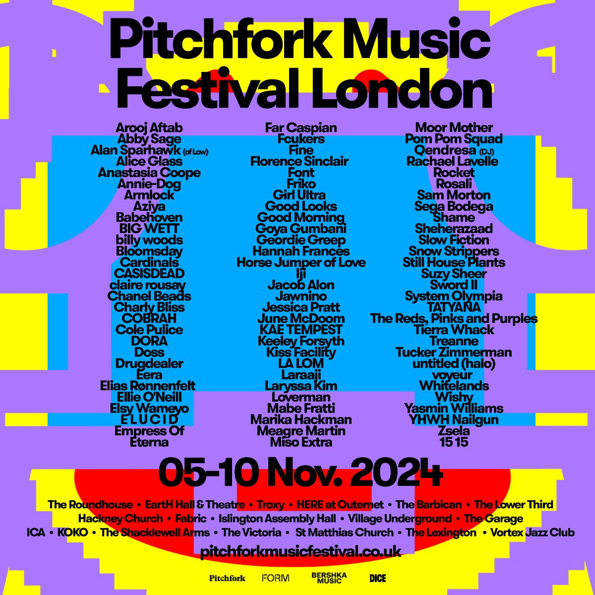 Pitchfork Music Festival London lineup poster