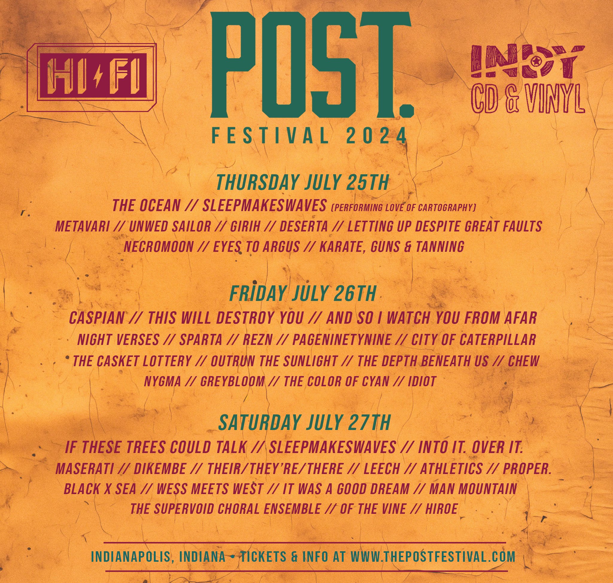 Post. Festival 2024 lineup poster