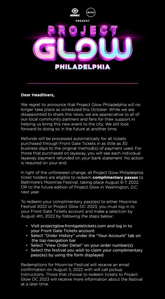 project glow philly 2022 cancellation