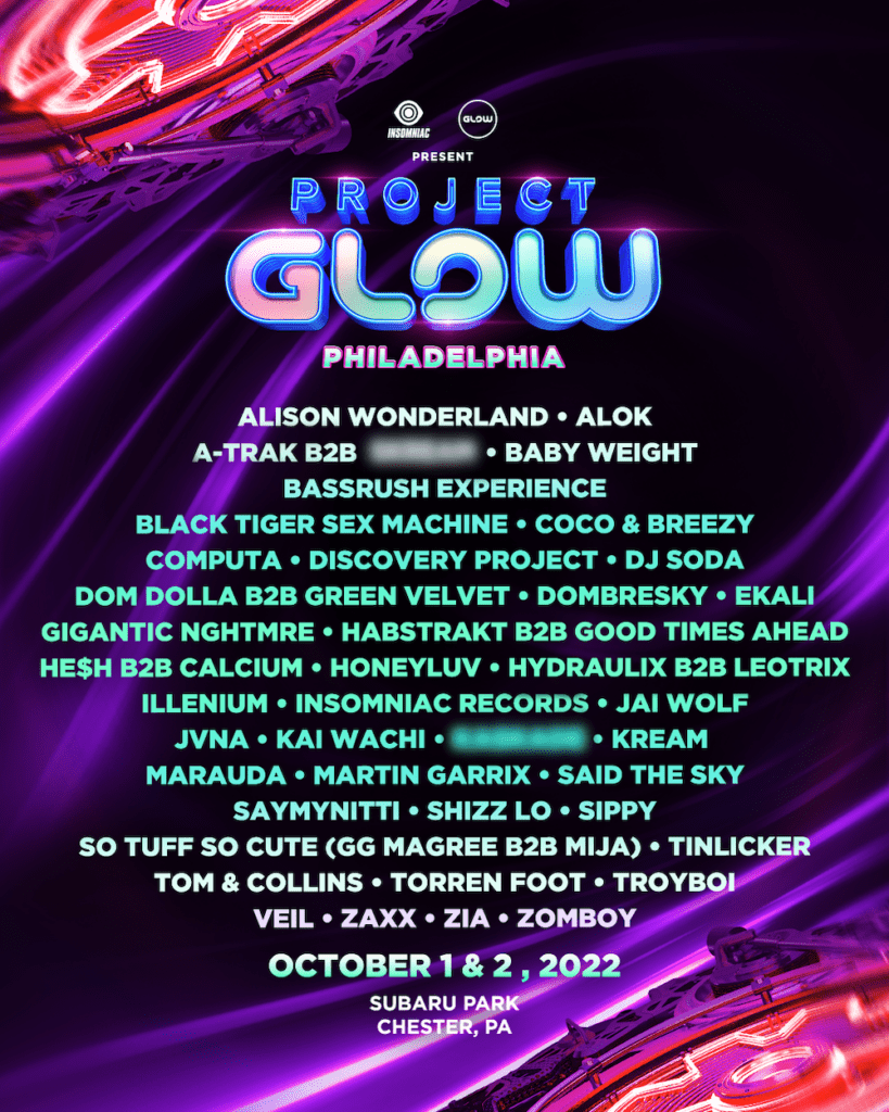 project glow philly 2022 lineup poster