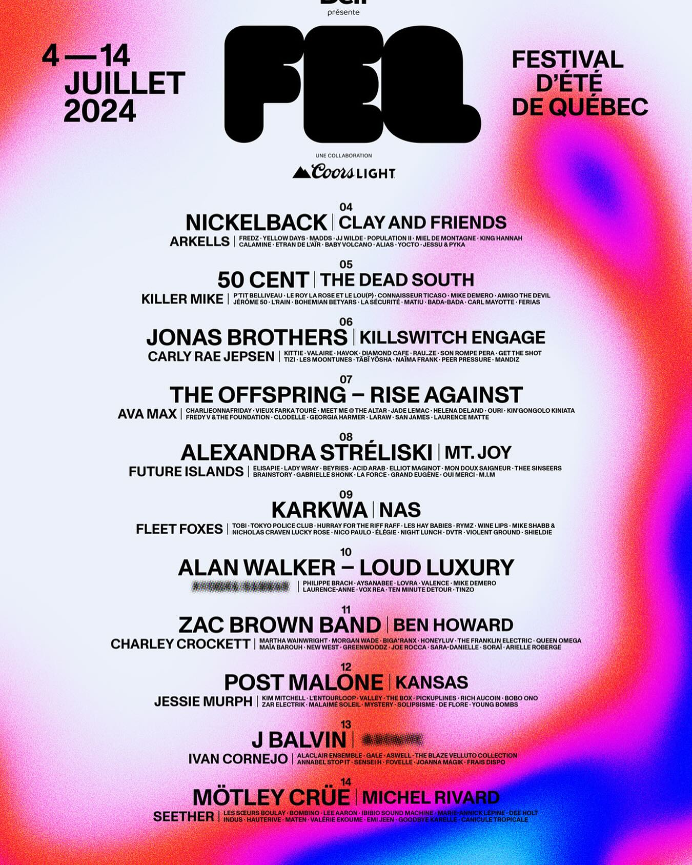 Québec Summer Festival 2024 lineup poster