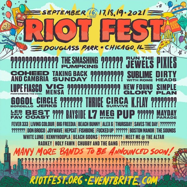 riot fest 2021 lineup poster