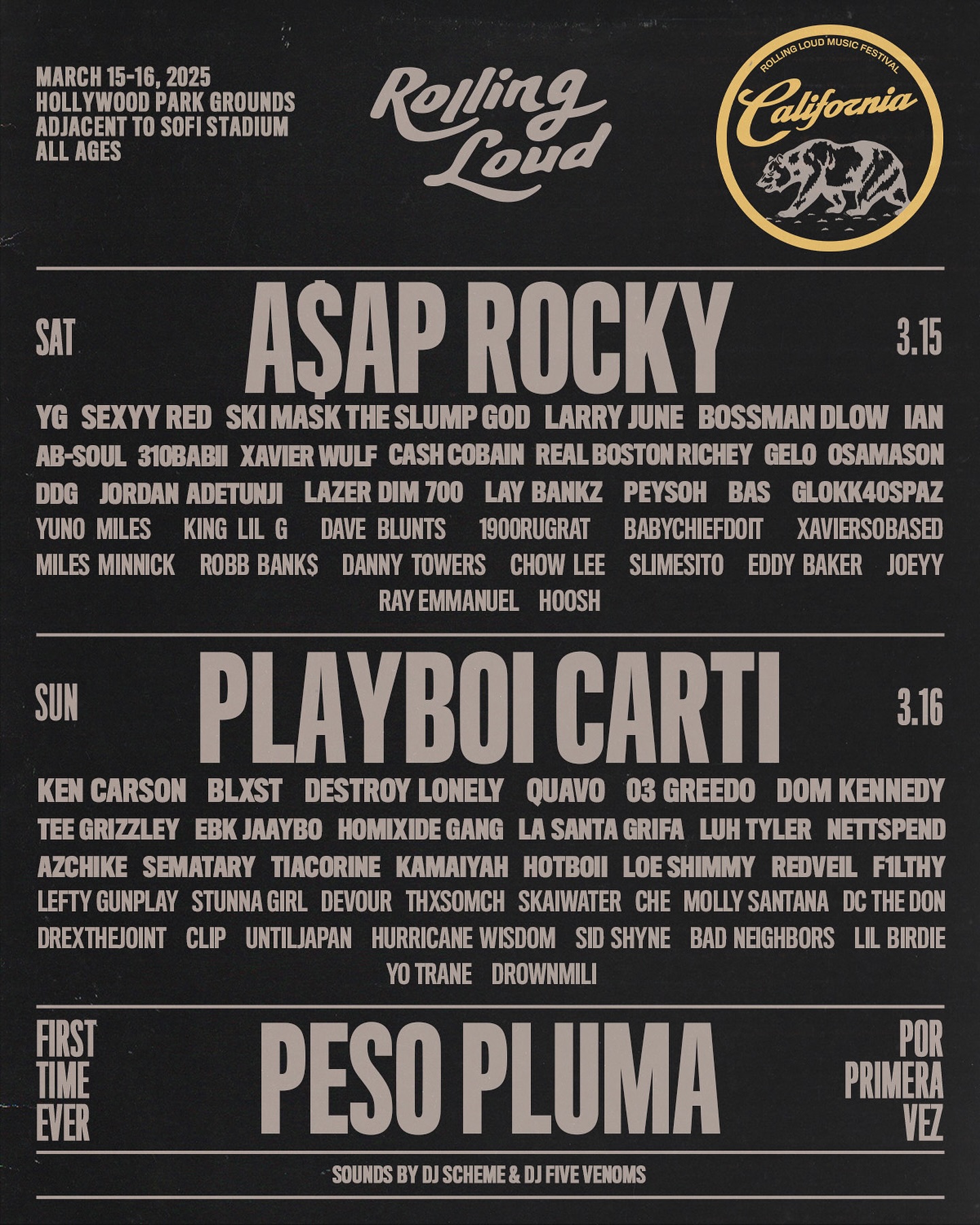 Rolling Loud California 2025 lineup poster