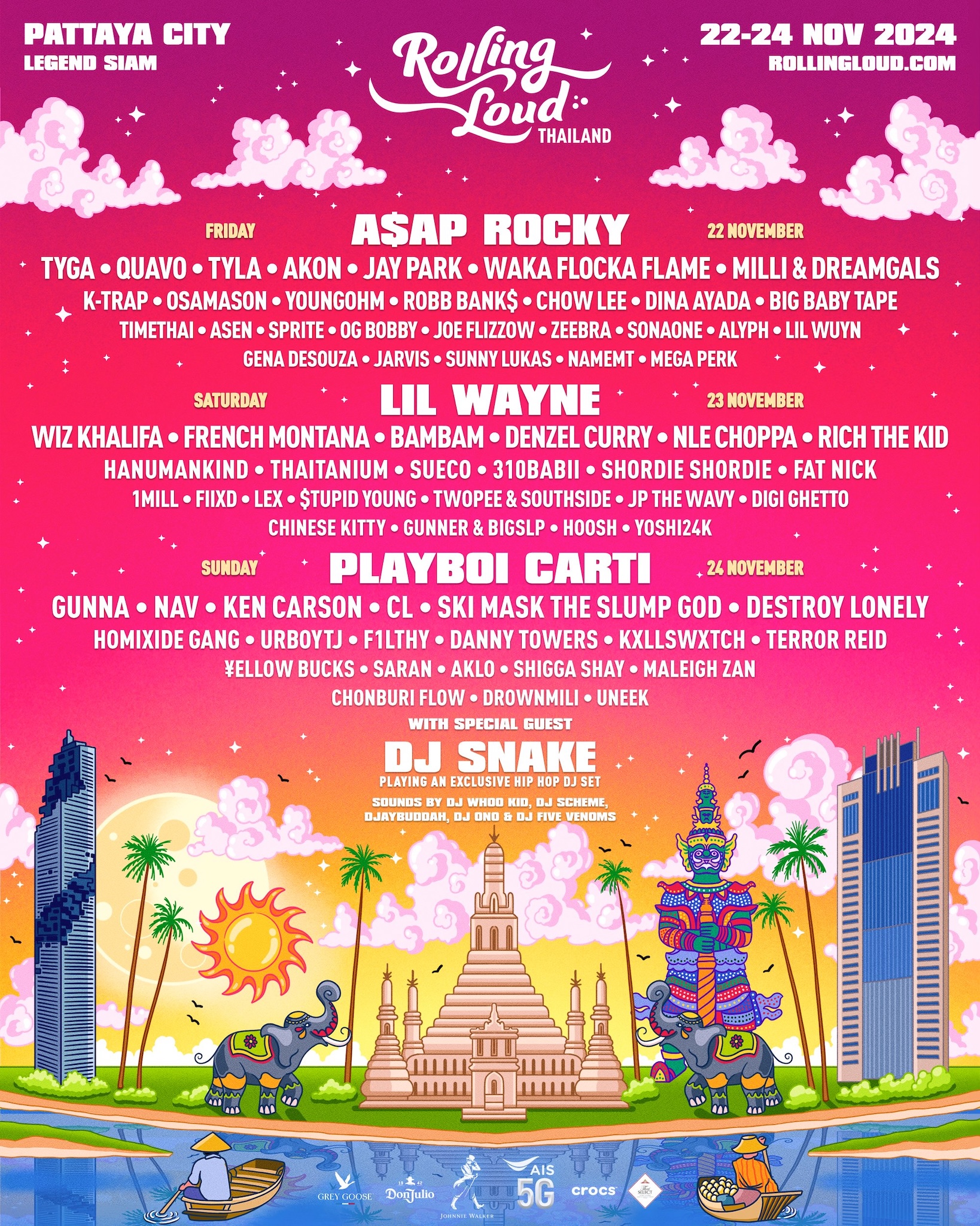 Rolling Loud Thailand lineup poster