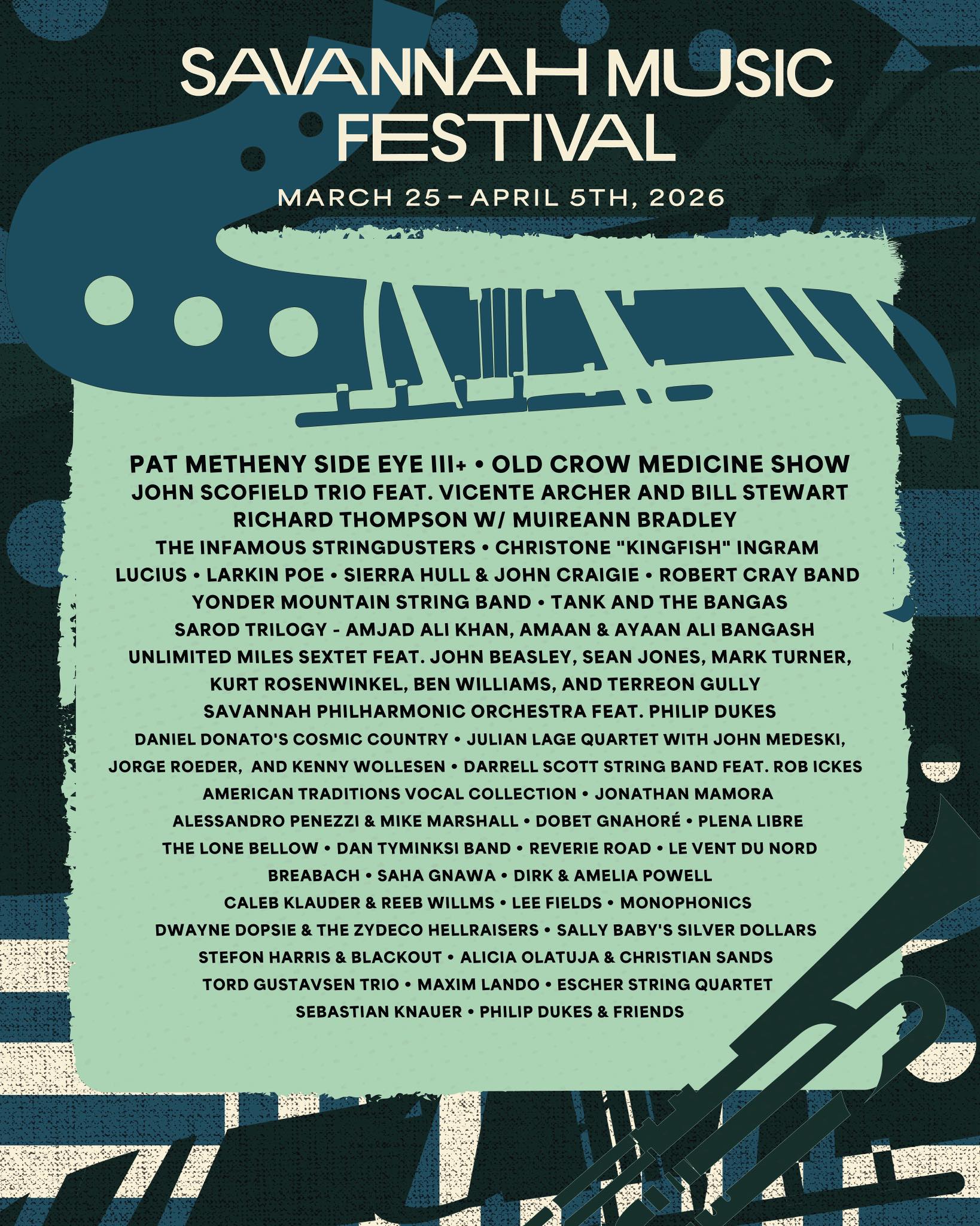 Savannah Music Festival 2026 lineup poster