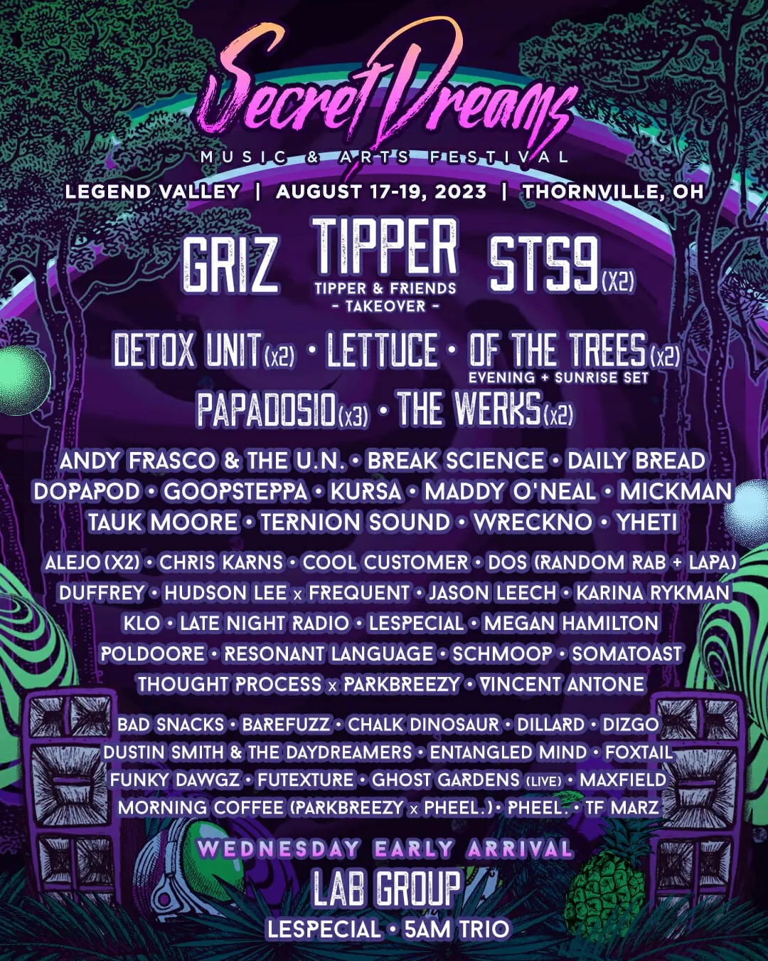 Secret Dreams Music & Arts Festival 2023 Lineup poster image