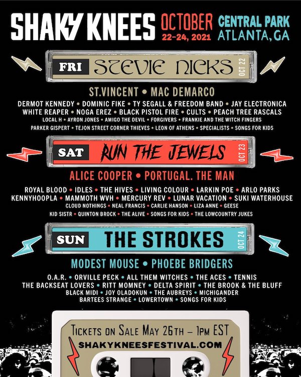 shaky knees 2021 lineup poster