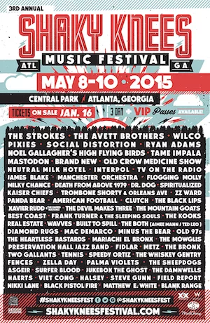 Shaky Knees Music Festival 2015 Lineup poster image