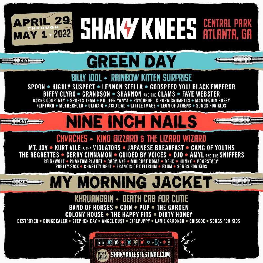 shaky knees music festival 2022 daily lineup poster