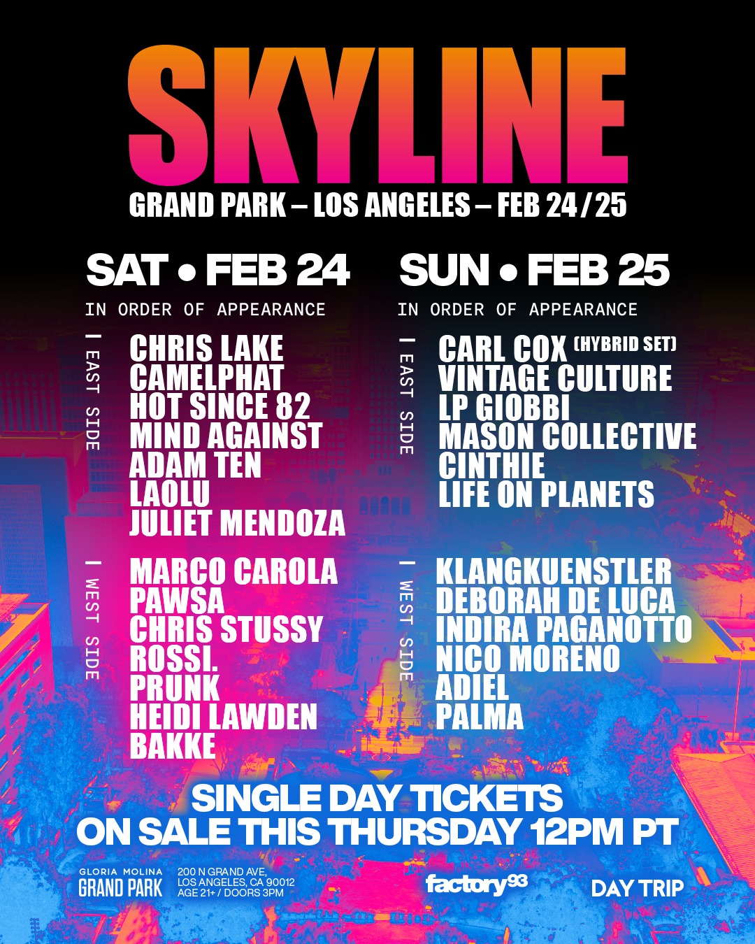 Skyline LA lineup poster