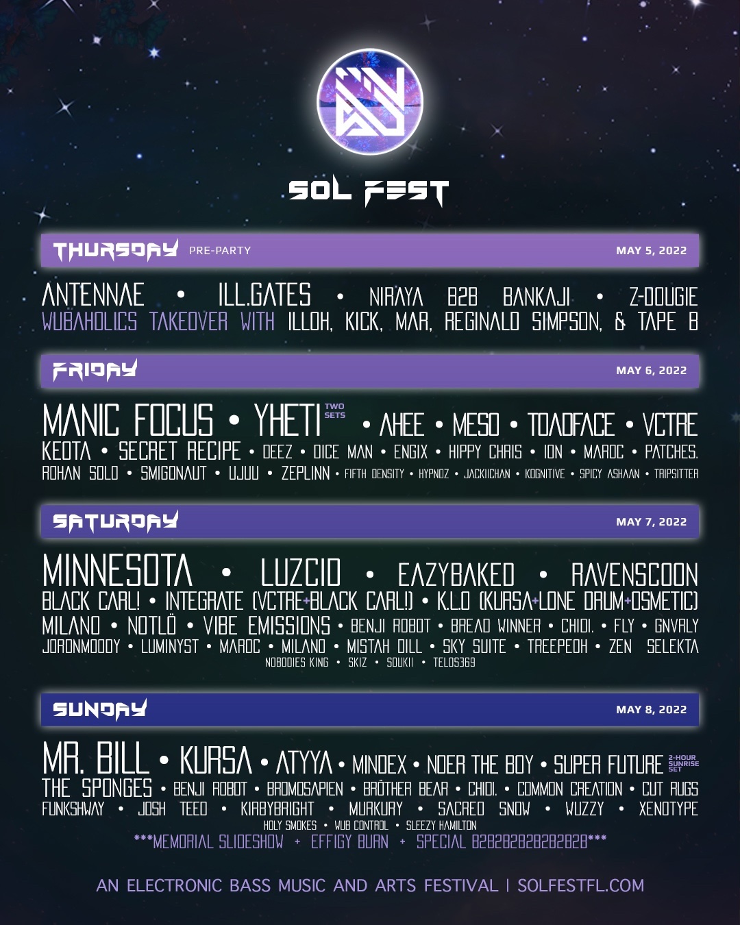 Sol Fest Music & Arts Festival 2022 lineup poster