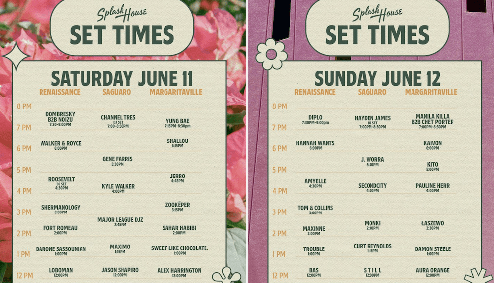 splash house 2022 june set times