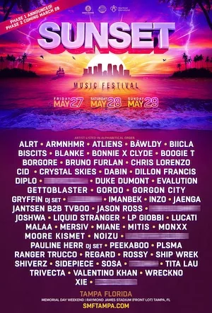 Sunset Music Festival 2022 Lineup poster image