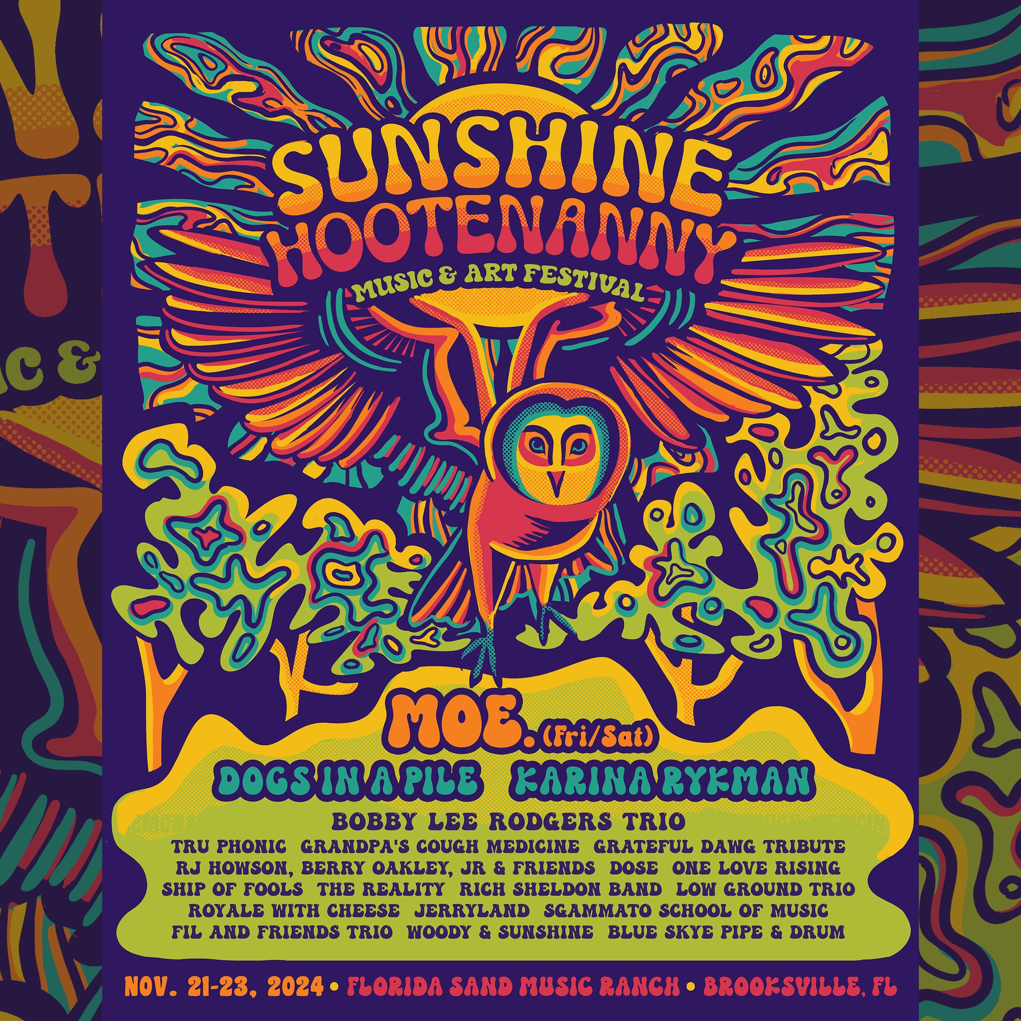 Sunshine Hootenanny Music & Art Festival lineup poster