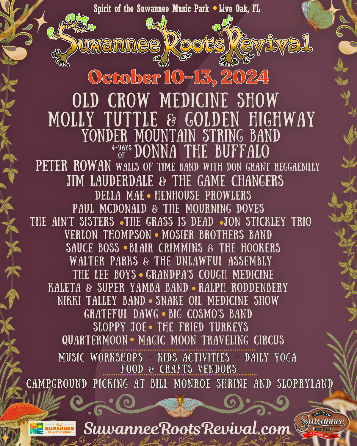 Suwannee Roots Revival 2024 lineup poster