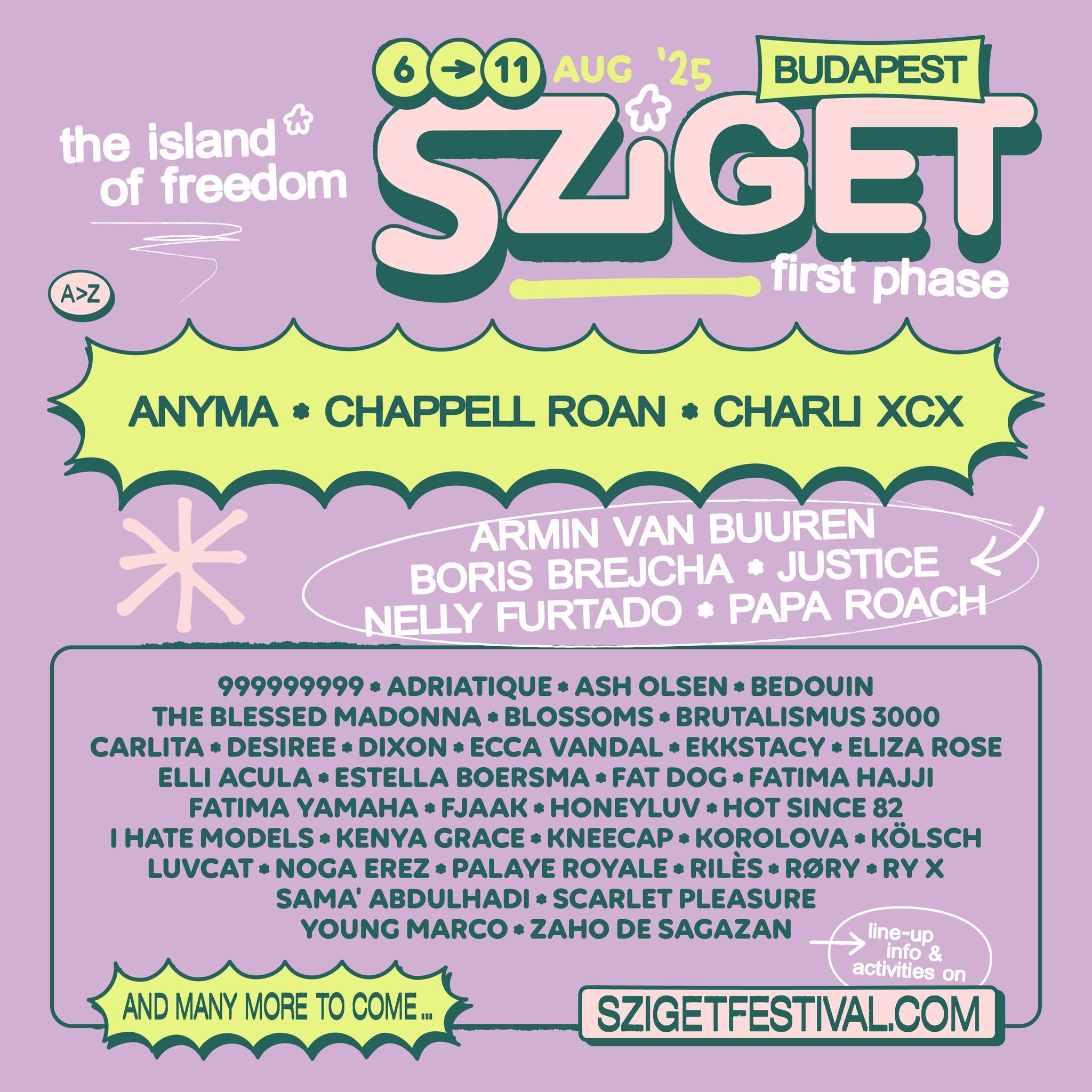 Sziget Festival lineup poster