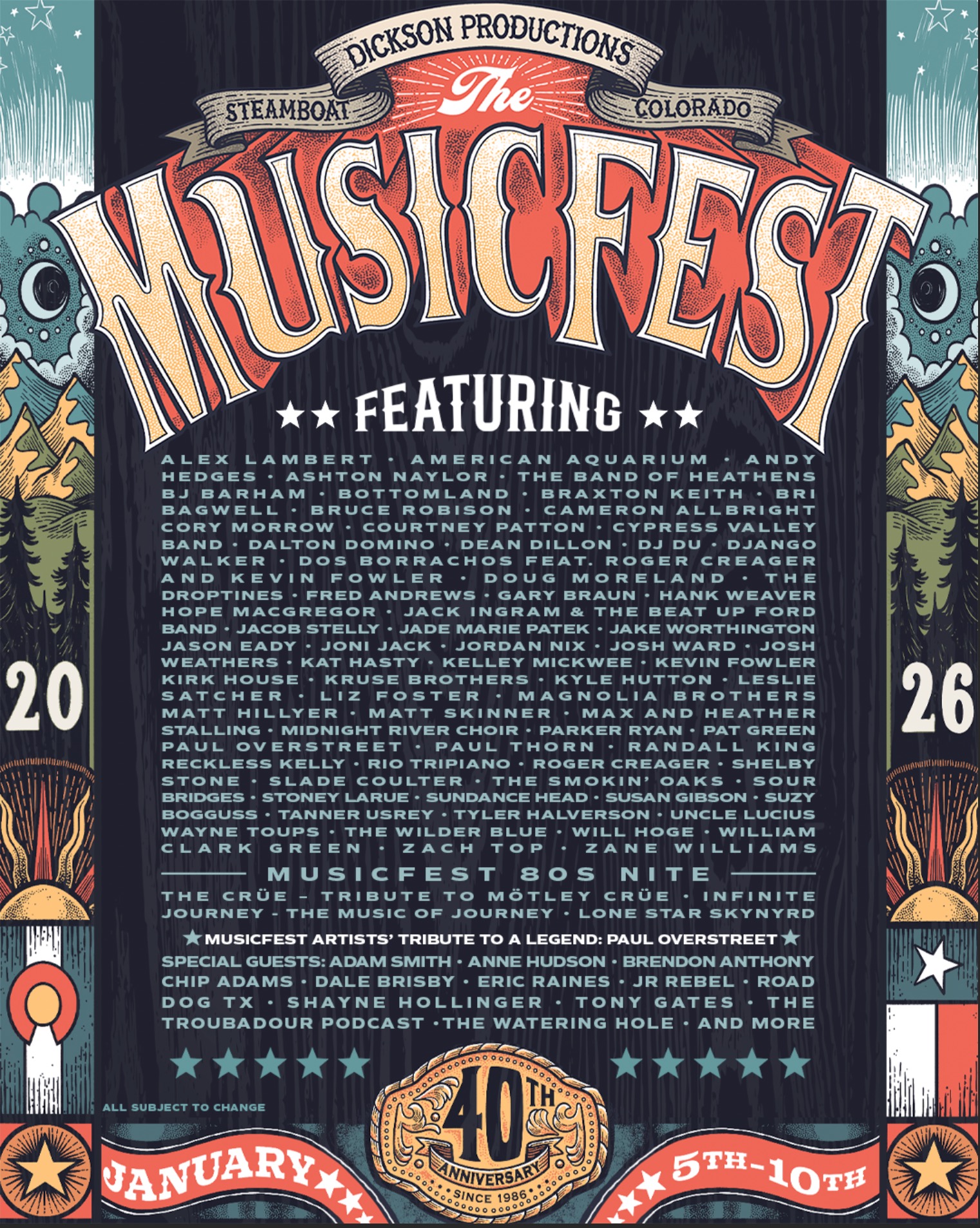 The MusicFest at Steamboat 2026 lineup poster