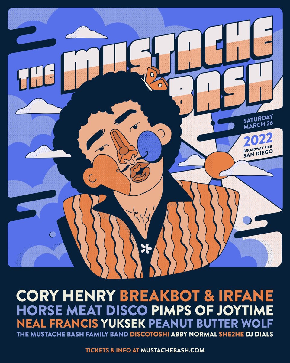 The Mustache Bash San Diego 2022 lineup poster