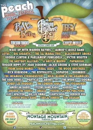 The Peach Music Festival 2014 Lineup poster image