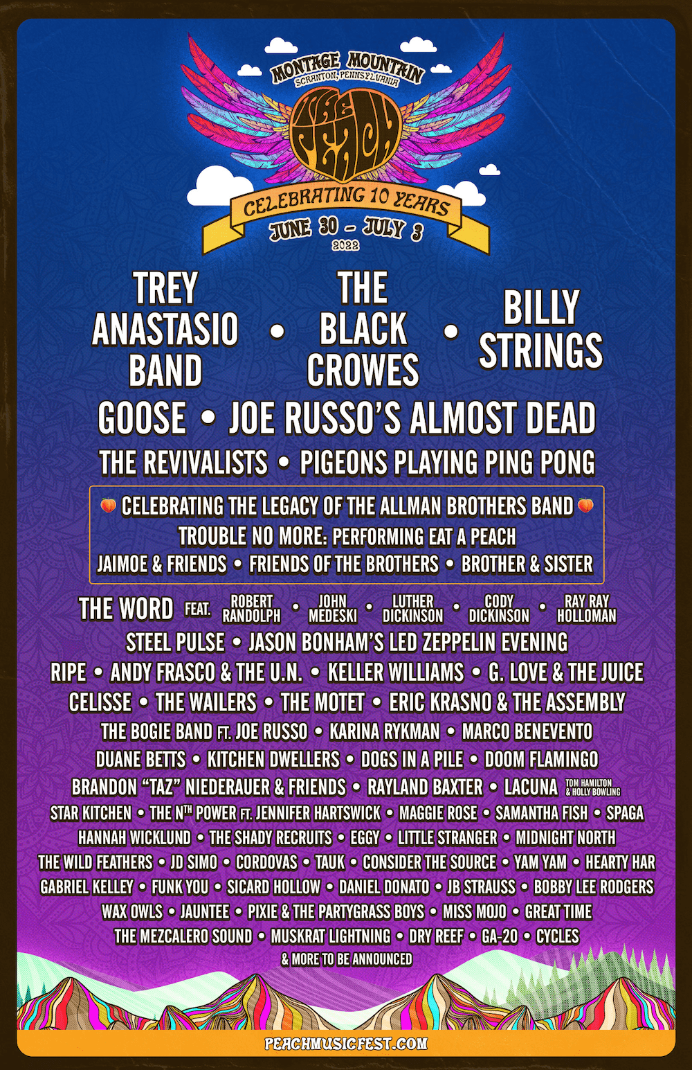 The Peach Music Festival 2022 lineup poster