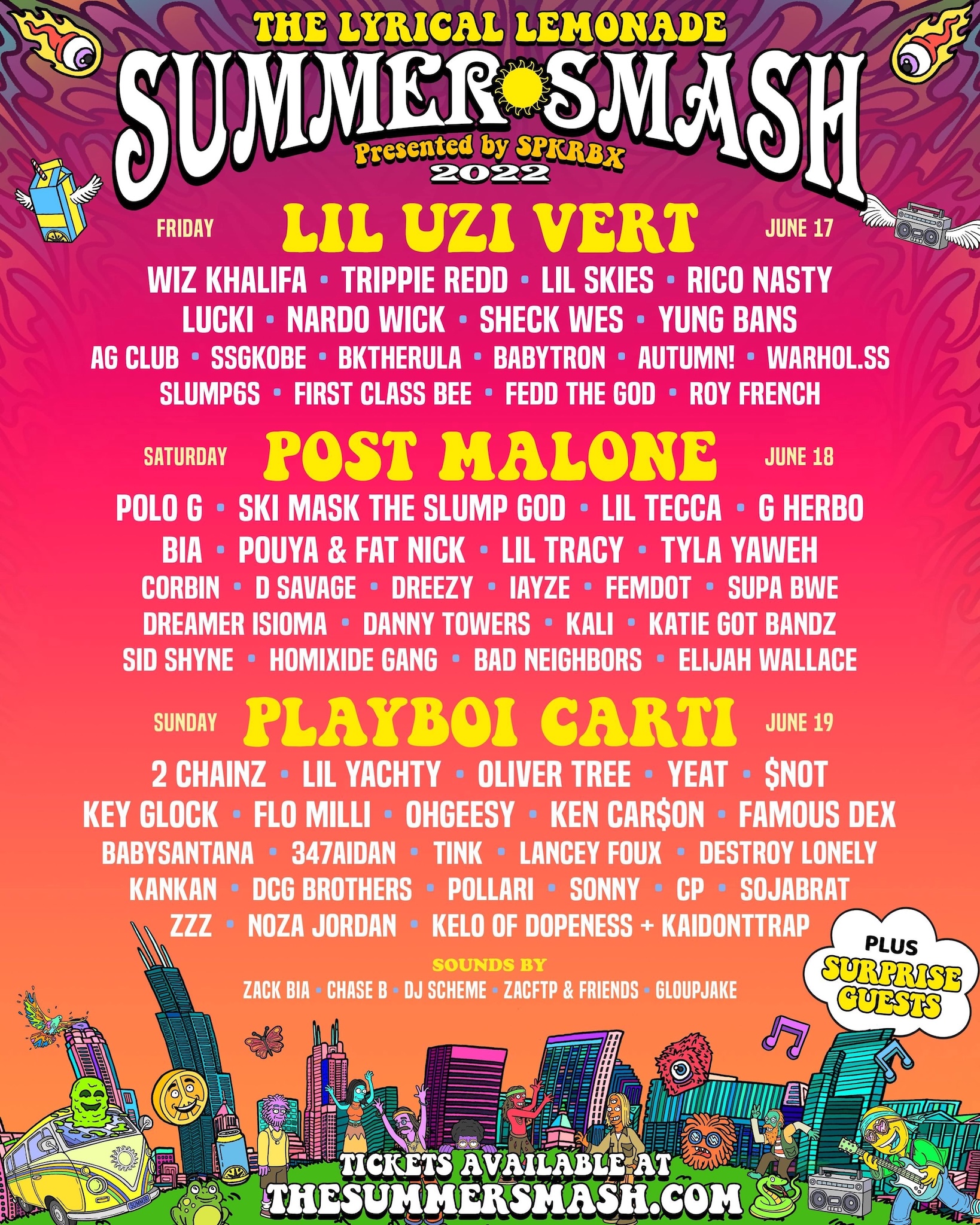 The Summer Smash Festival 2022 lineup poster