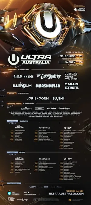 Ultra Australia 2019 Lineup poster image