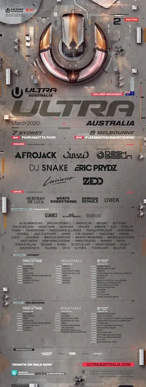 Ultra Australia 2020 Lineup poster image