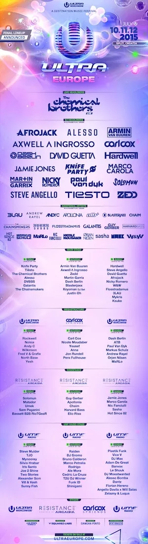 Ultra Europe 2015 Lineup poster image