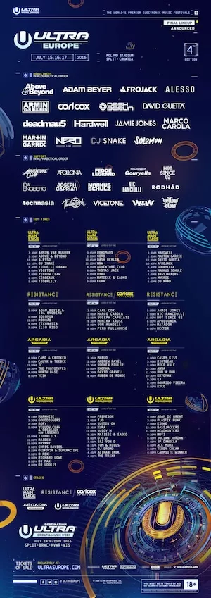 Ultra Europe 2016 Lineup poster image