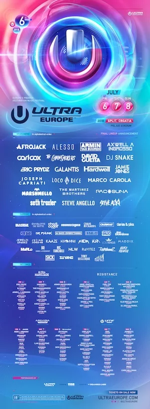 Ultra Europe 2018 Lineup poster image