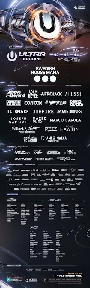 Ultra Europe 2019 Lineup poster image