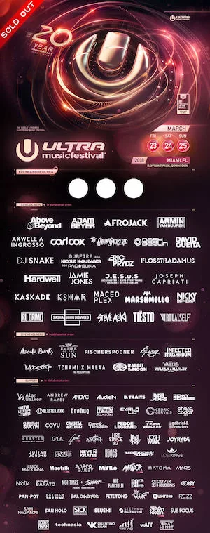 Ultra Music Festival 2018 Lineup poster image