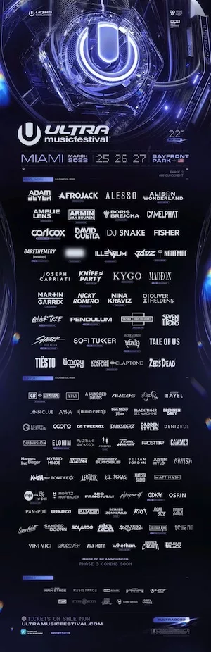 Ultra Music Festival 2022 Lineup poster image