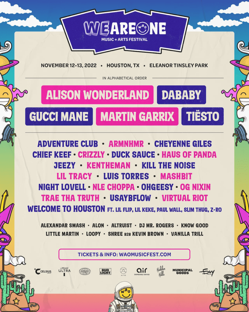 we are one music arts festival 2022 lineup poster