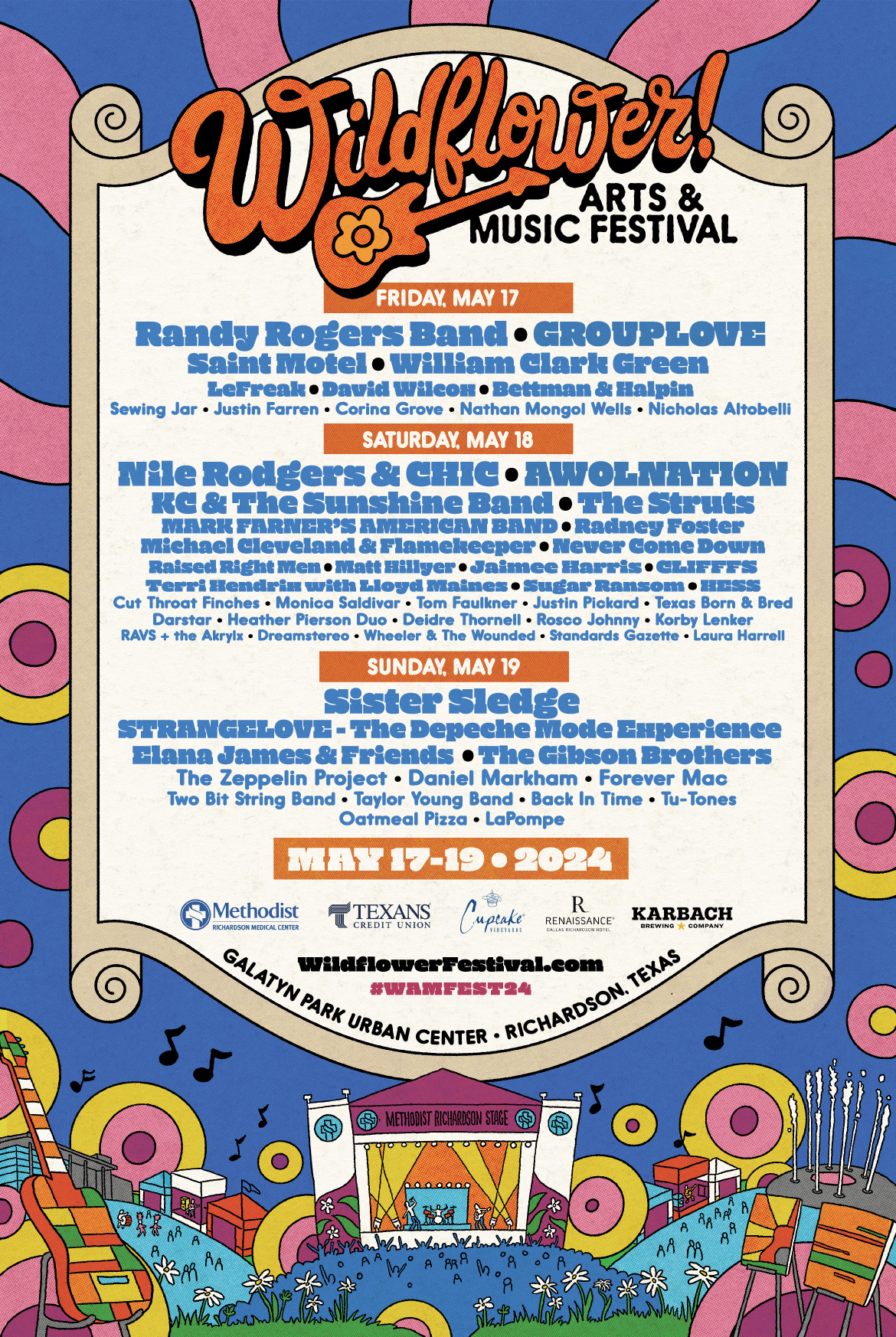 Wildflower Arts & Music Festival lineup poster