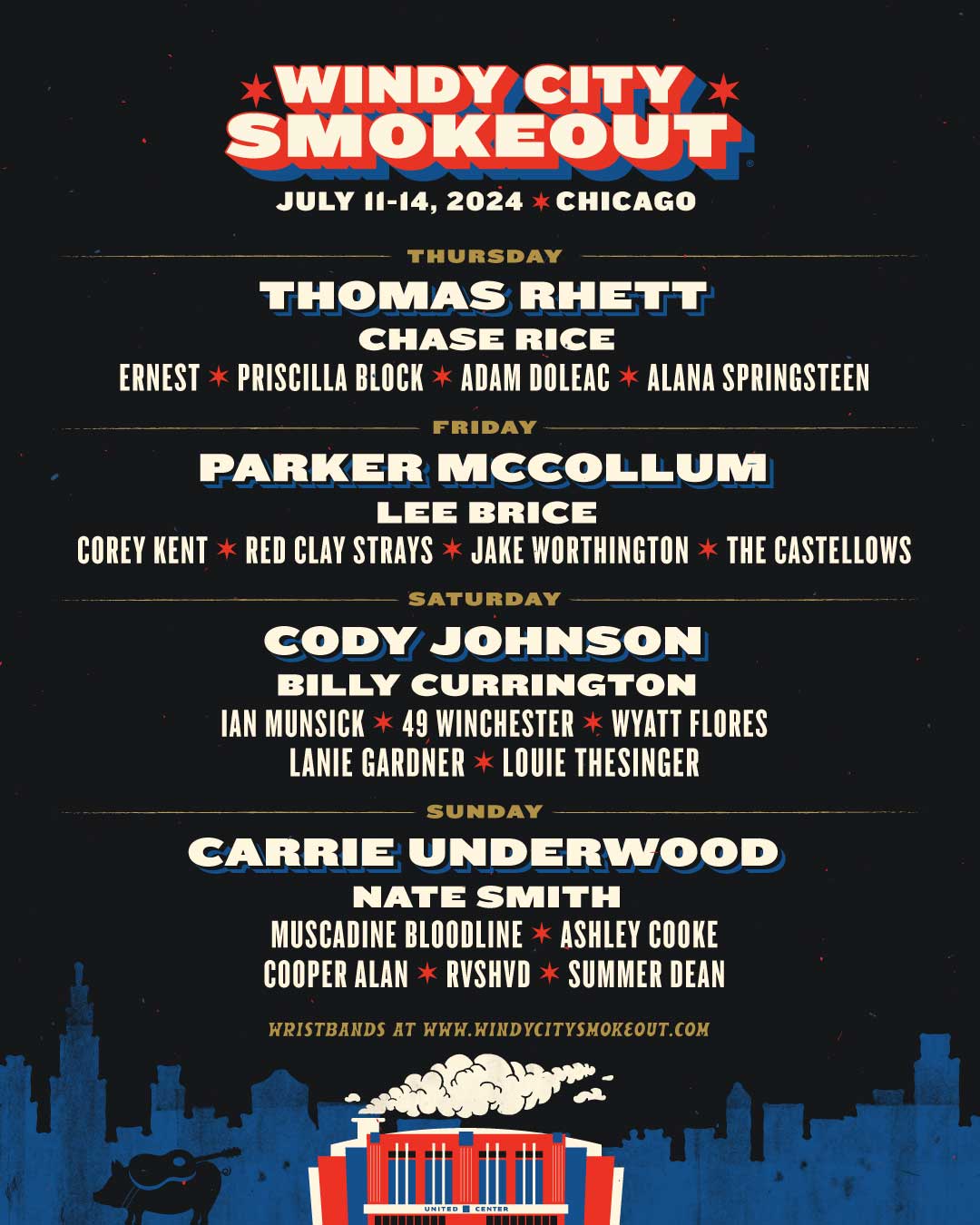 Windy City Smokeout Releases 2024 Daily Lineup: Cody Johson, Parker ...