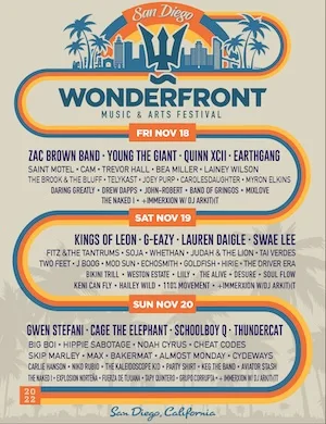Wonderfront Music & Arts Festival 2022 Lineup poster image