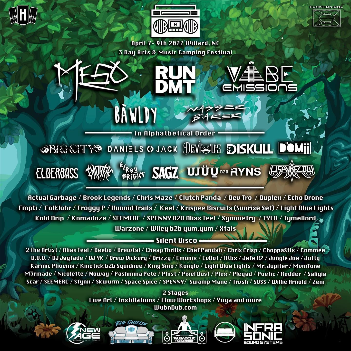 Wub N Dub Arts & Music Festival 2022 lineup poster