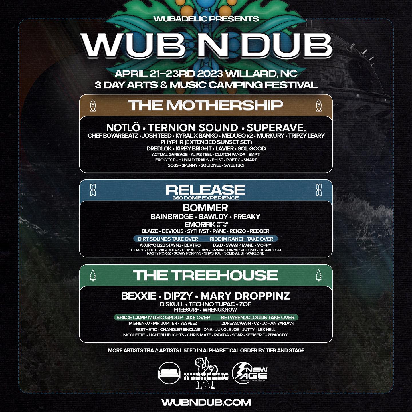 Wub N Dub Arts & Music Festival 2023 lineup poster